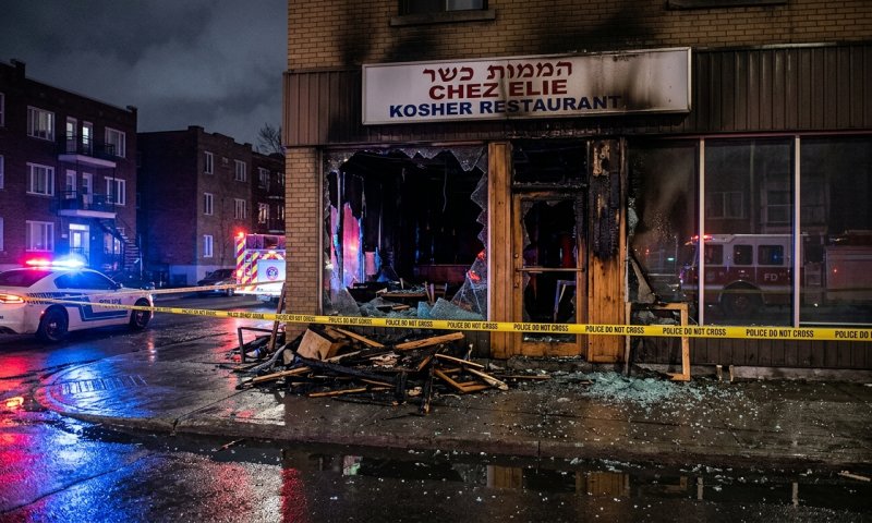 מסעדה כשרה במונטריאול נשרפה כליל, המשטרה חושדת בהצתה מכוונת
