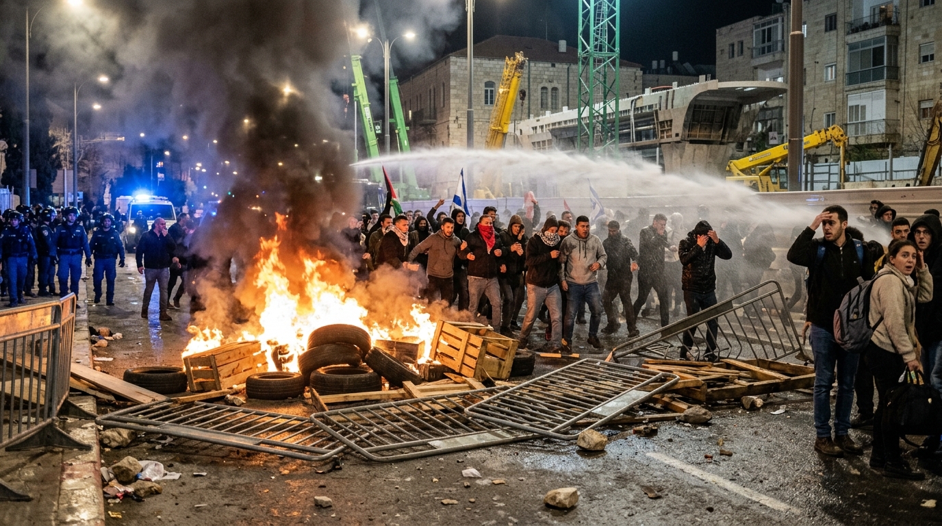 חרדים קיצונים תקפו את עבודות הרכבת הקלה בירושלים