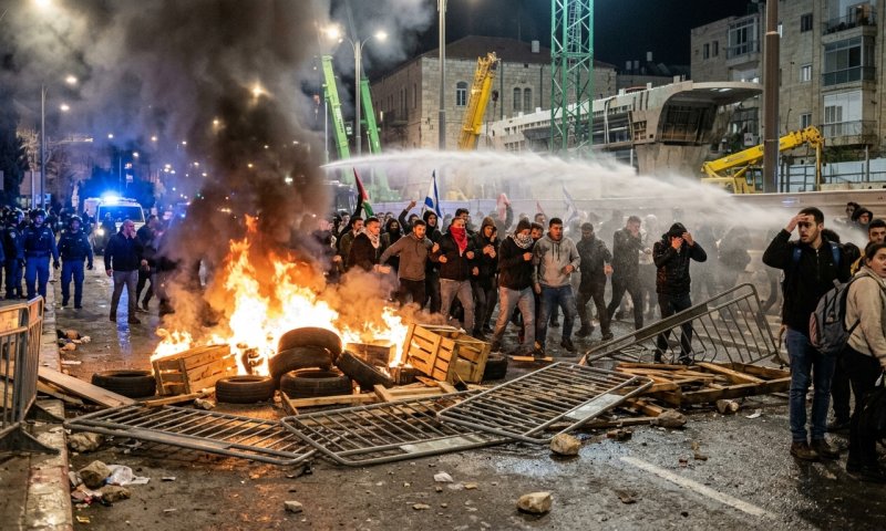 חרדים קיצונים תקפו את עבודות הרכבת הקלה בירושלים
