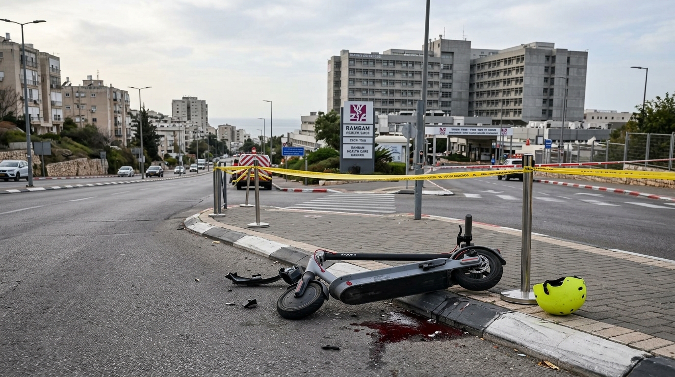 גבר בן 60 נפצע קשה בחיפה לאחר שהחליק מקורקינט