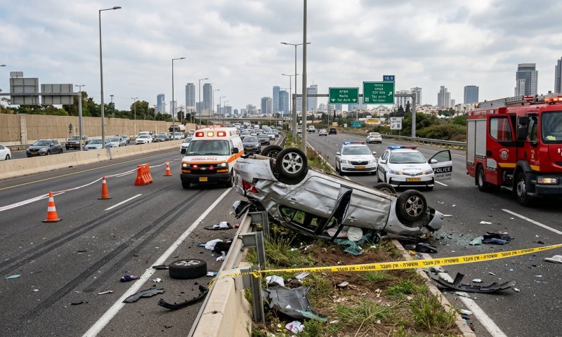 גבר בן 60 נפצע קשה בהתהפכות רכב בכביש 2