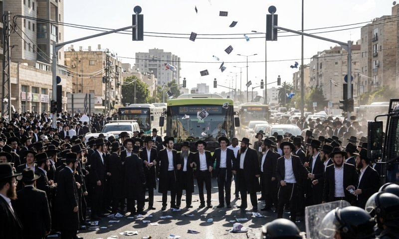 חרדים חסמו את כביש 4 ליד בני ברק: שוטר נפצע מבקבוק שהושלך לראשו