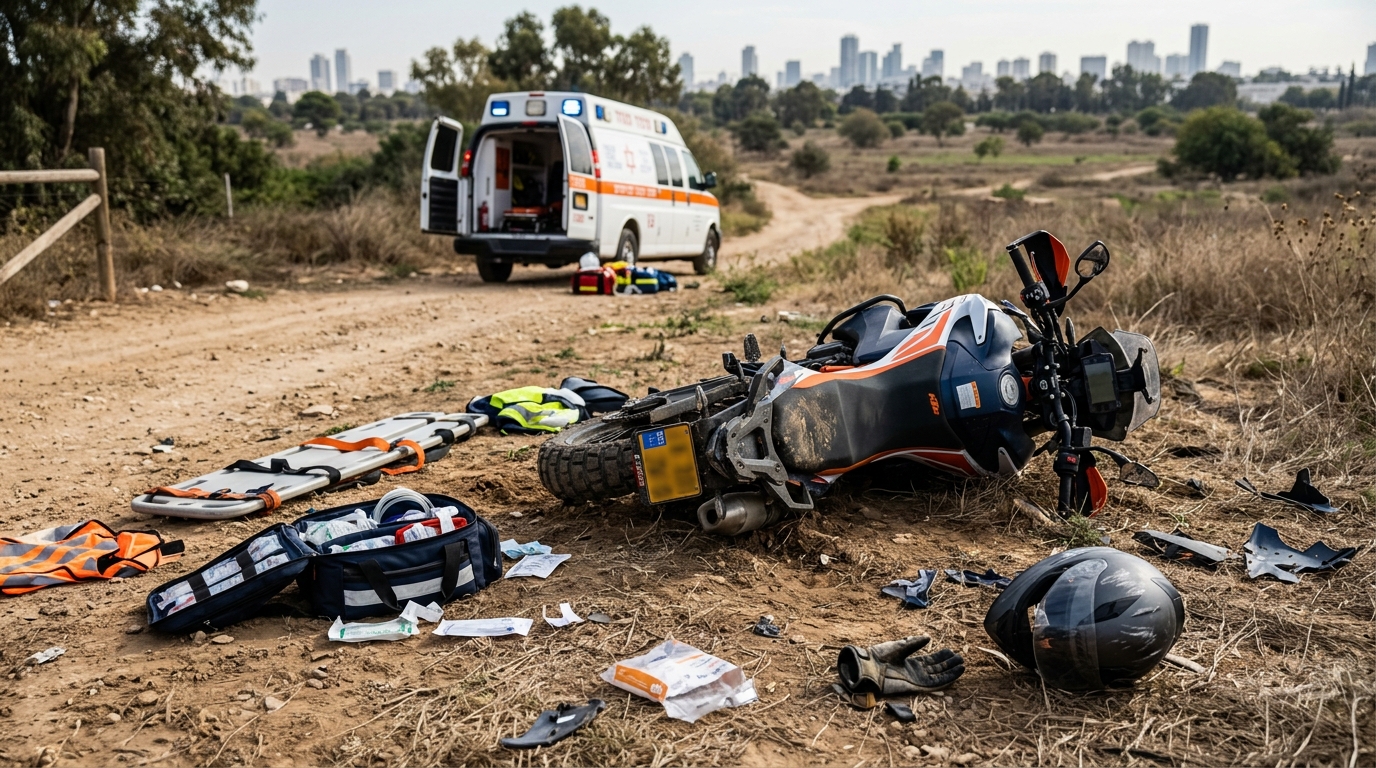 רוכב אופנוע נפצע קשה בפארק בדרום תל אביב