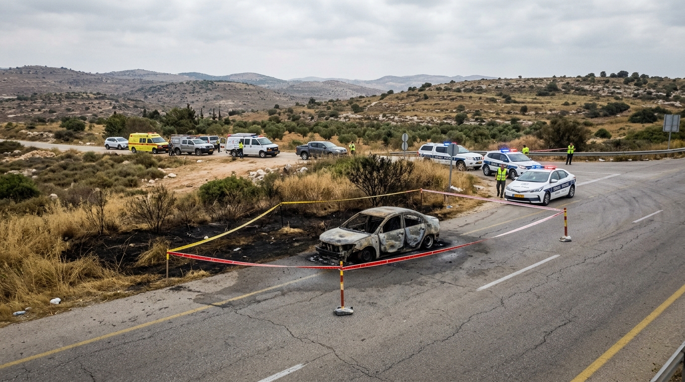 פלסטיני הצית רכב בחוות חנניה ונעצר במרדף