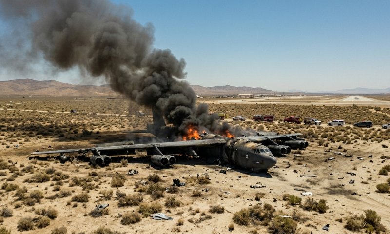 מפציץ B-52 התרסק בקליפורניה: שמונה אנשי צוות הוערכו כמתים