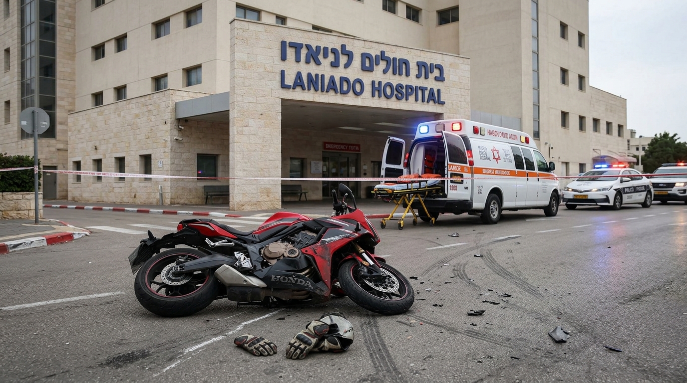 רוכב אופנוע בן 24 נפצע קשה בתאונה בנתניה
