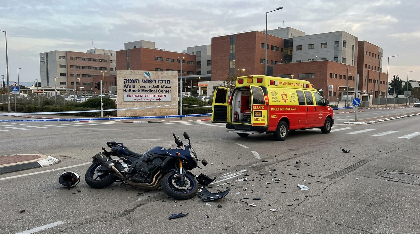 רוכב אופנוע נפצע קשה בתאונה עם רכב בעפולה