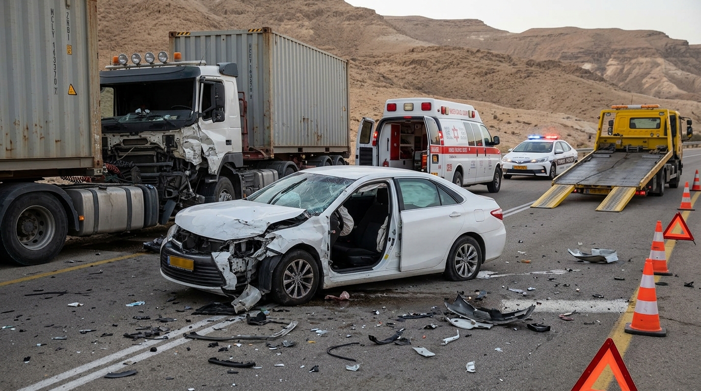 גבר בן 25 נהרג בתאונה בין רכב למשאית בכביש 90