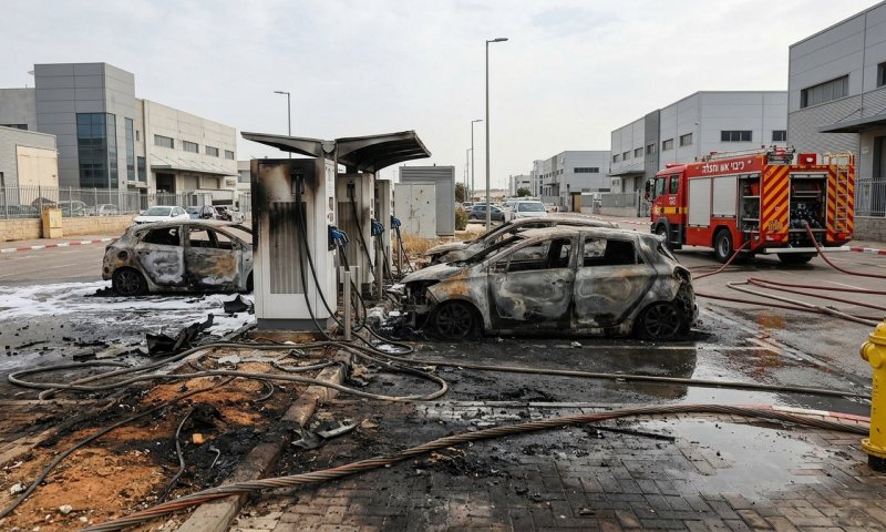 שישה רכבים עלו באש בחניון באשדוד - שניים מהם חשמליים