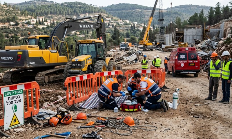 עובד זר נפצע קשה בקריית ענבים: טרקטור פגע בו באתר בנייה