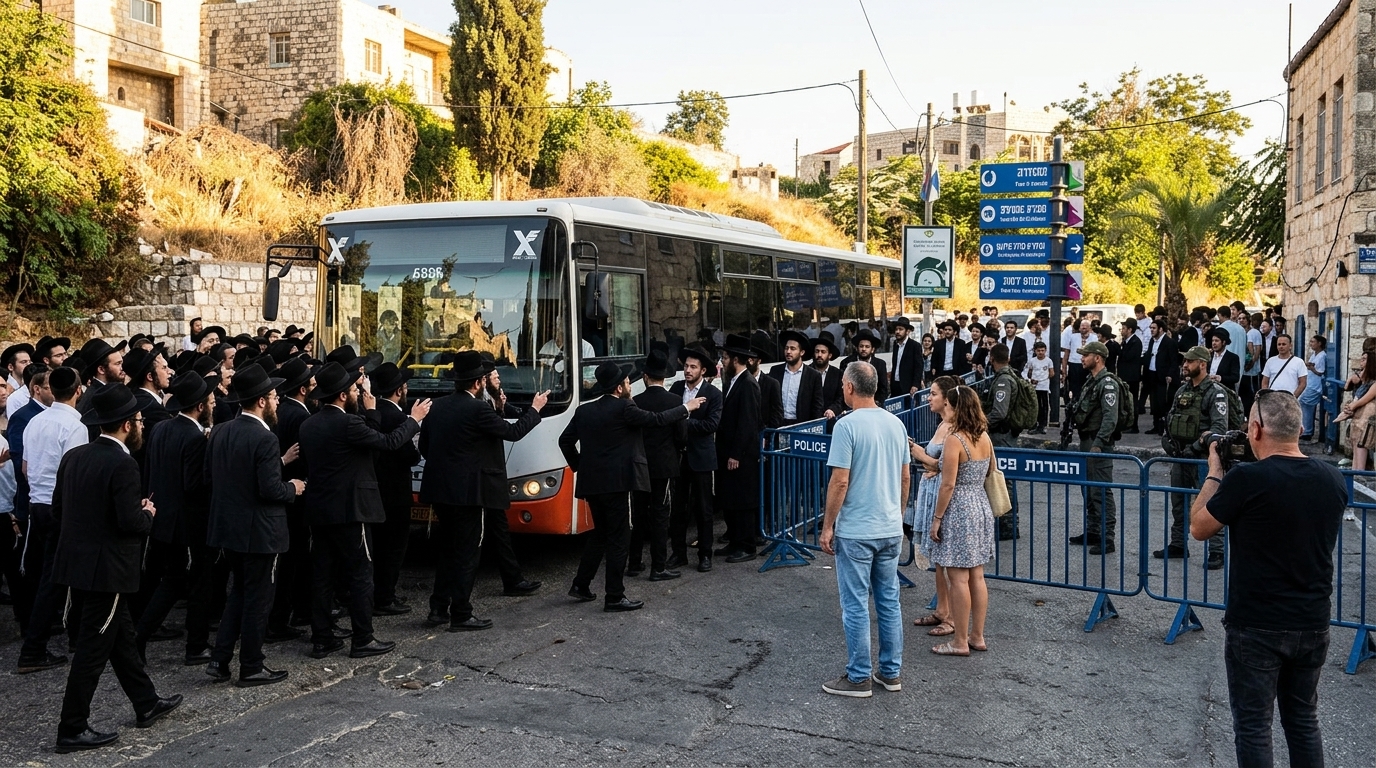שבת חמישית של עימותים בצפת: מאות חרדים חסמו אוטובוסים ועימתו שוטרים