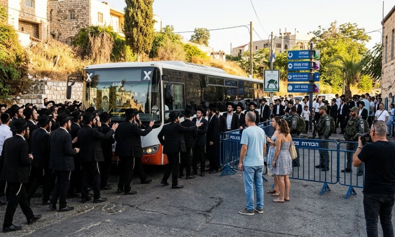 שבת חמישית של עימותים בצפת: מאות חרדים חסמו אוטובוסים ועימתו שוטרים