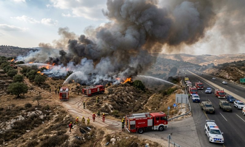 שריפת ענק פרצה סמוך לכביש 60 באזור אפרת