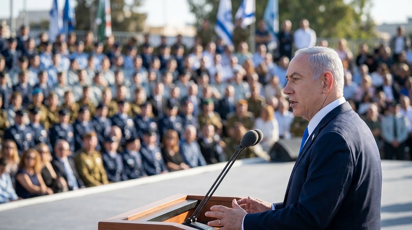 נתניהו בטקס קצינים: "יש עוד דברים לעשות מול איראן וחמאס"