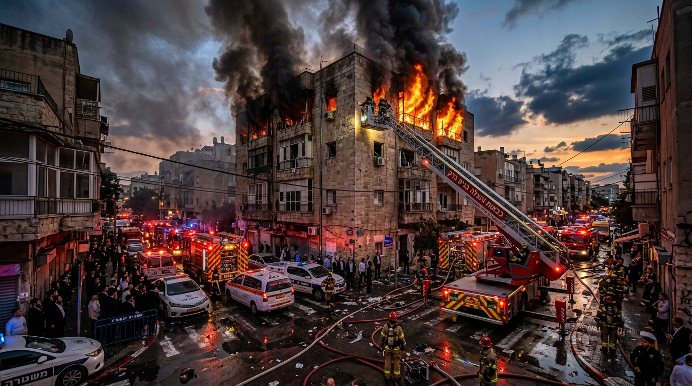 שריפה בבני ברק: שני פצועים קשה בבניין מגורים