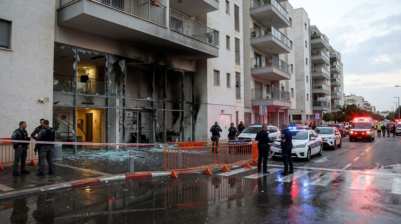 רימון הושלך ללובי בניין מגורים באור יהודה - המשטרה מחפשת את הרכב הנמלט
