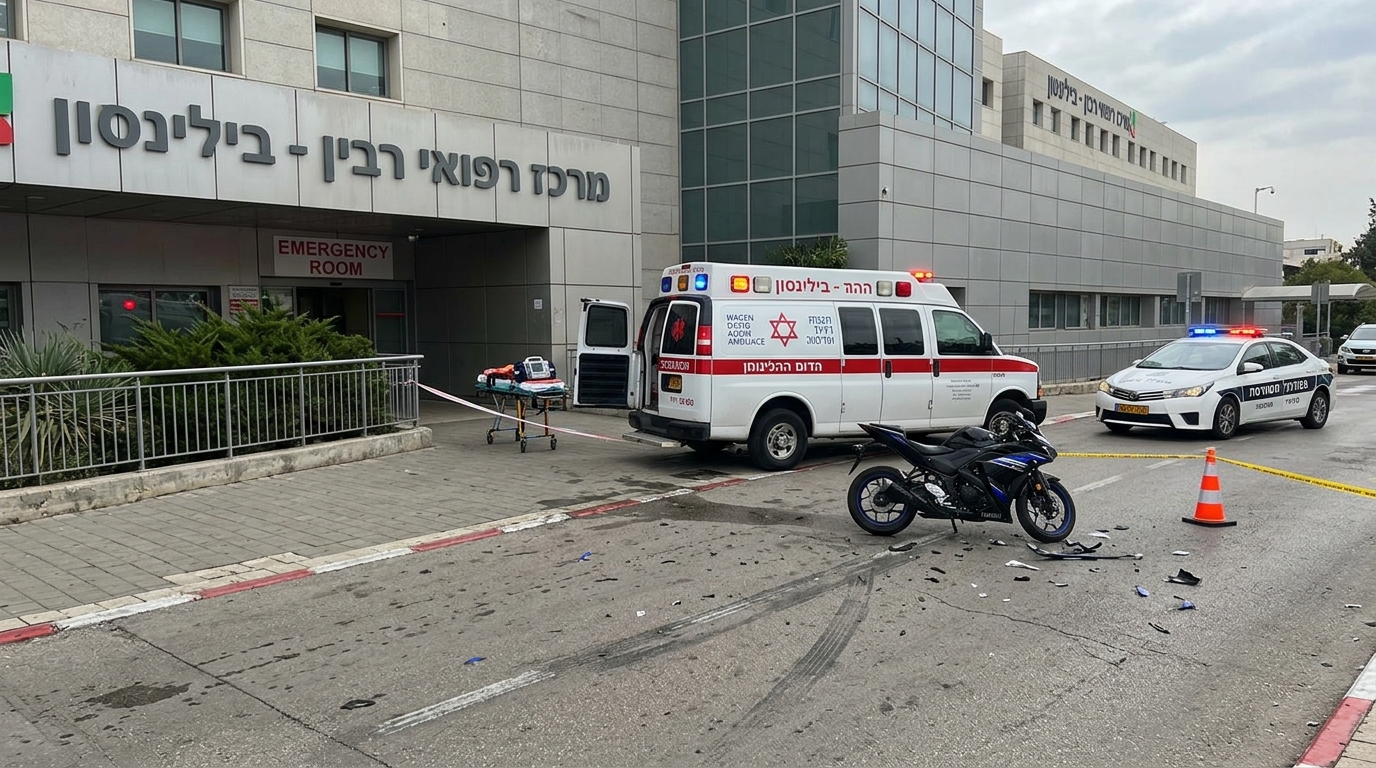 רוכב אופנוע כבן 50 נפצע אנוש בתאונה ברמת השרון