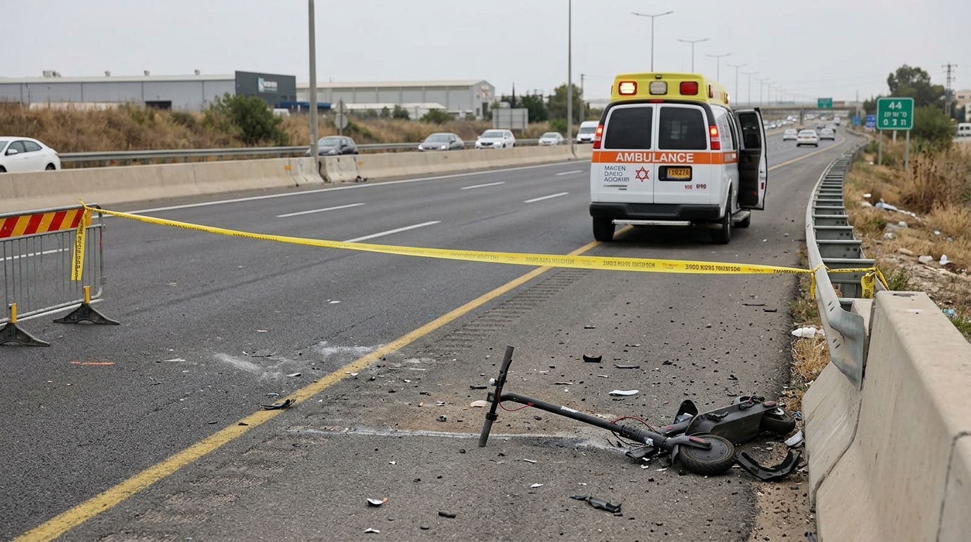 רוכב קורקינט חשמלי נפצע קשה מפגיעת אוטובוס בכביש 44
