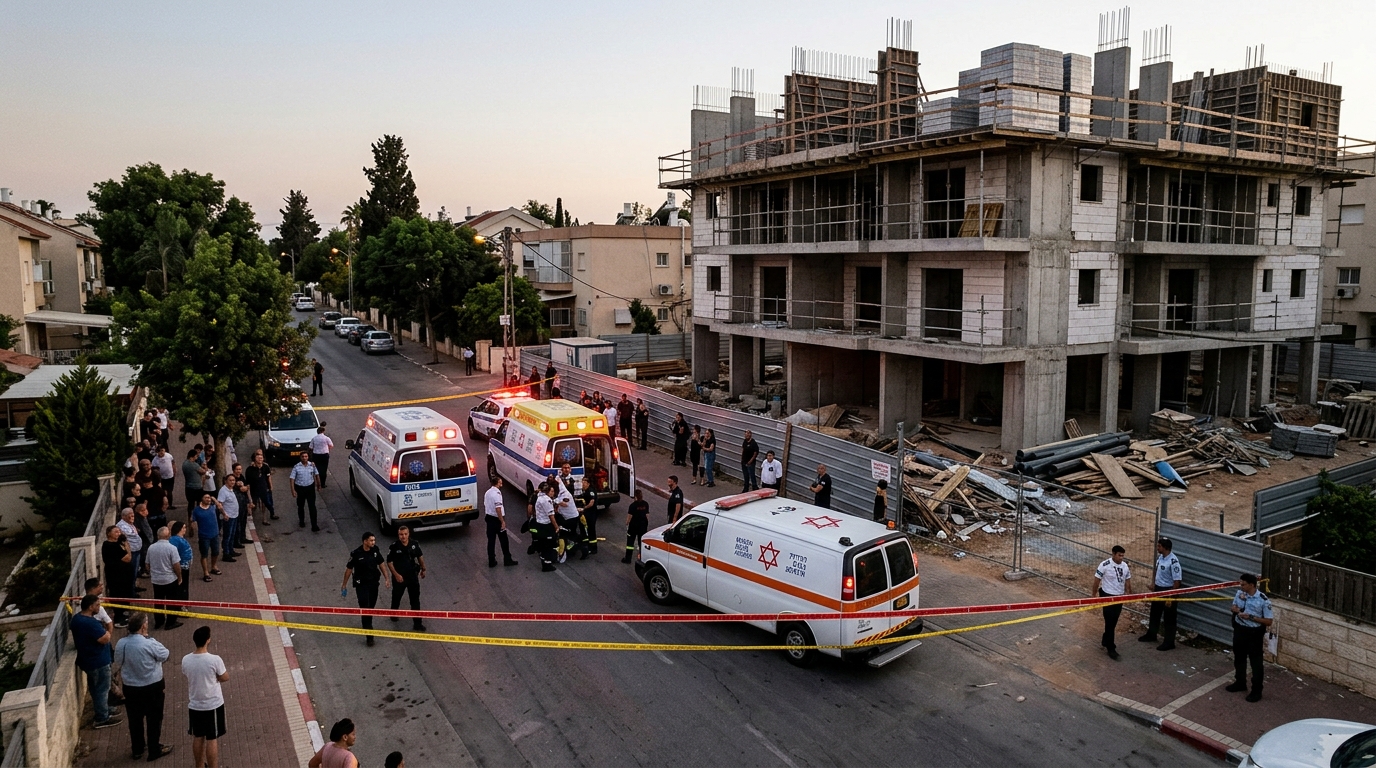 פועל בן 25 נפצע אנוש באתר בנייה בקריית עקרון