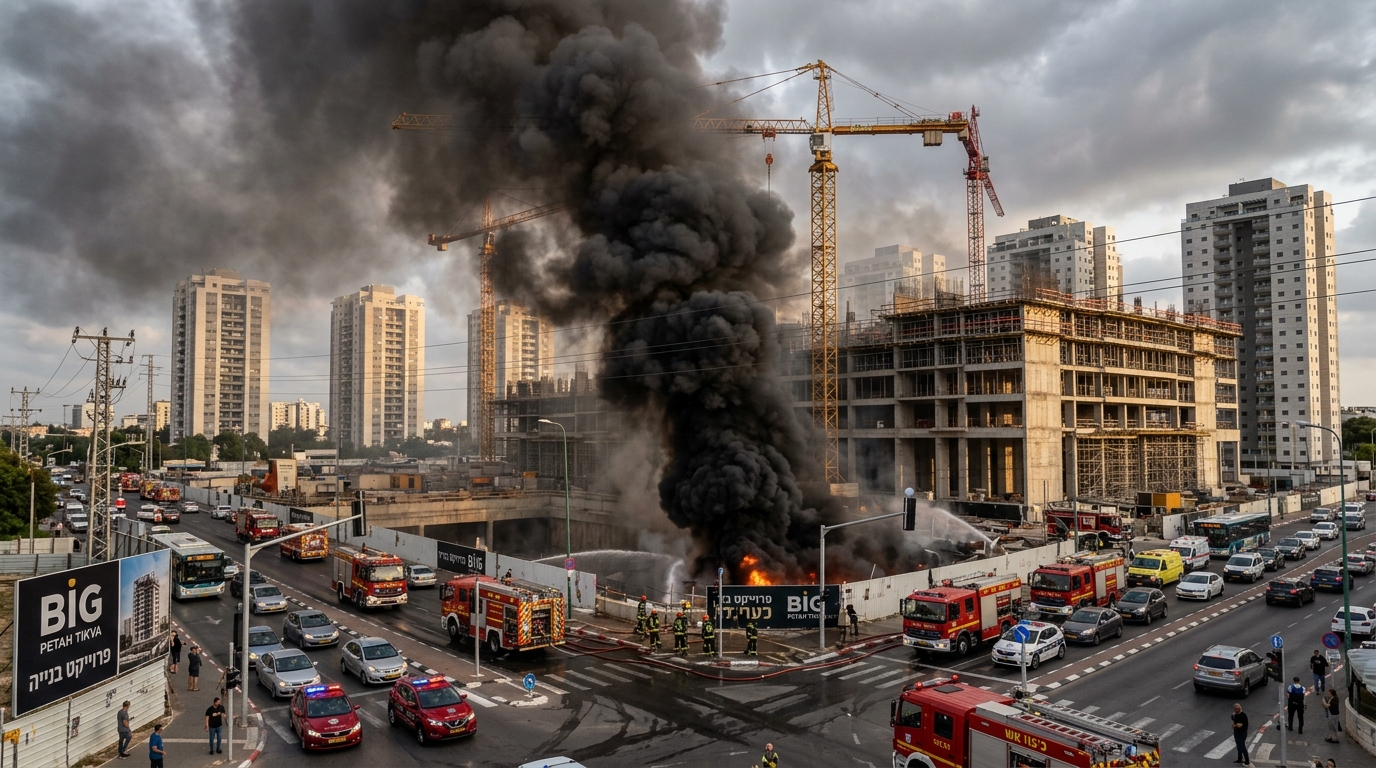 שריפה ענקית בחניון מתחם BIG בפתח תקווה: אין שליטה על האש