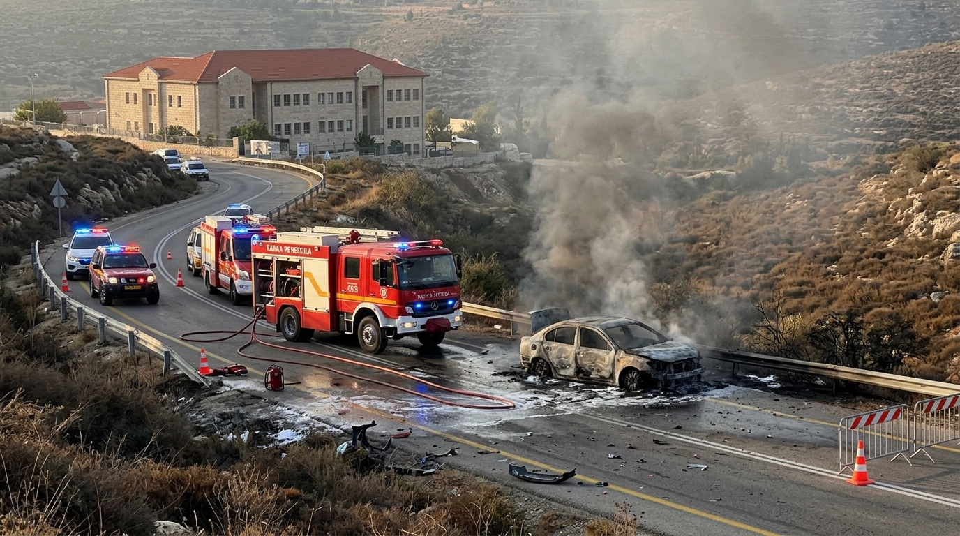 רכב עלה באש ביצהר, האש כמעט הגיעה לבית הספר