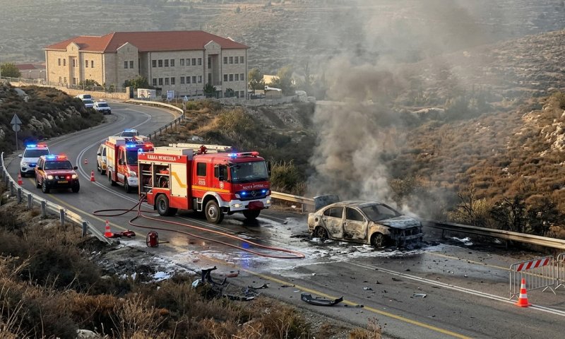 רכב עלה באש ביצהר, האש כמעט הגיעה לבית הספר
