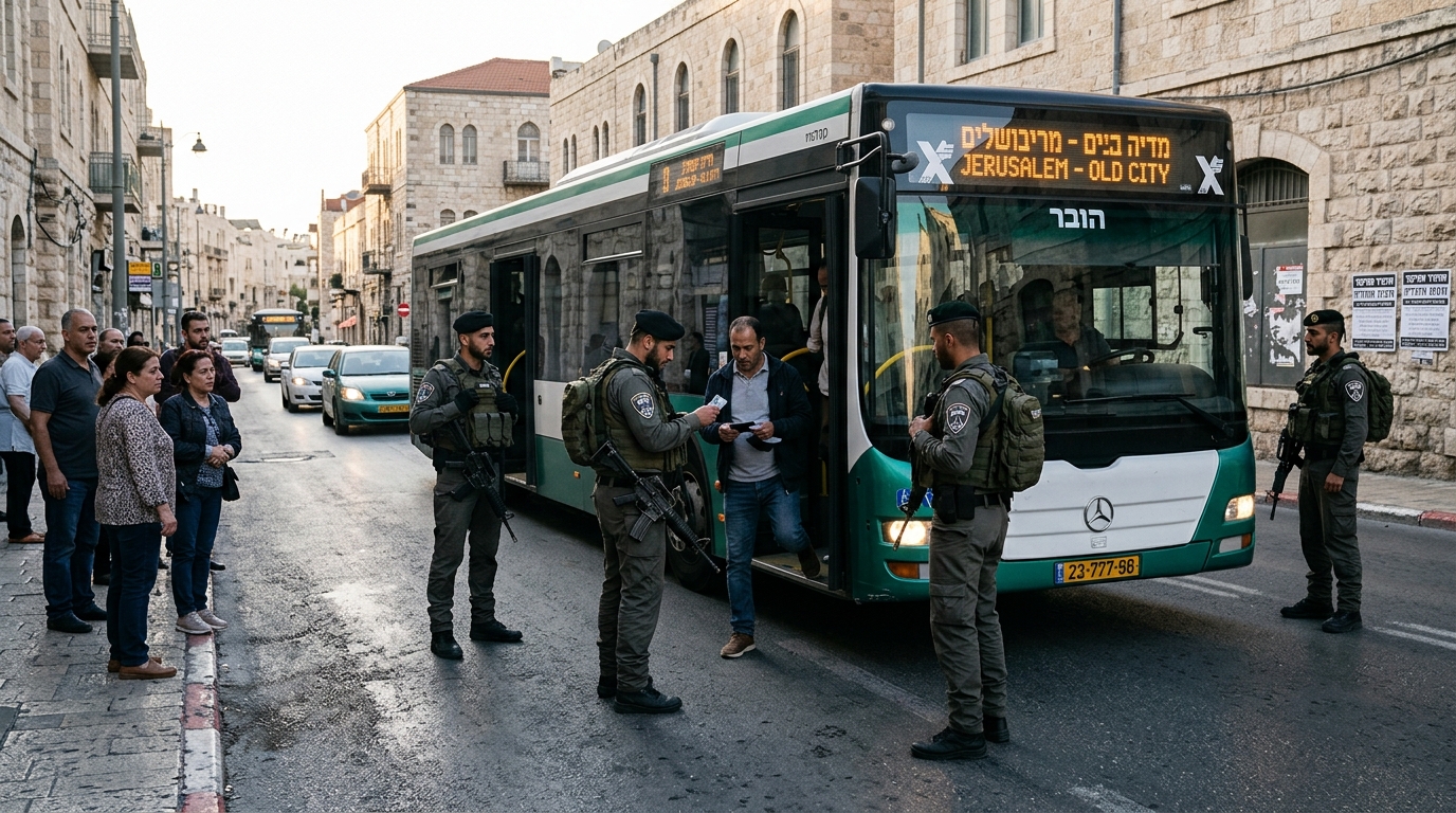 לקראת ט' באב: 15 שוהים בלתי חוקיים נתפסו באוטובוס בירושלים