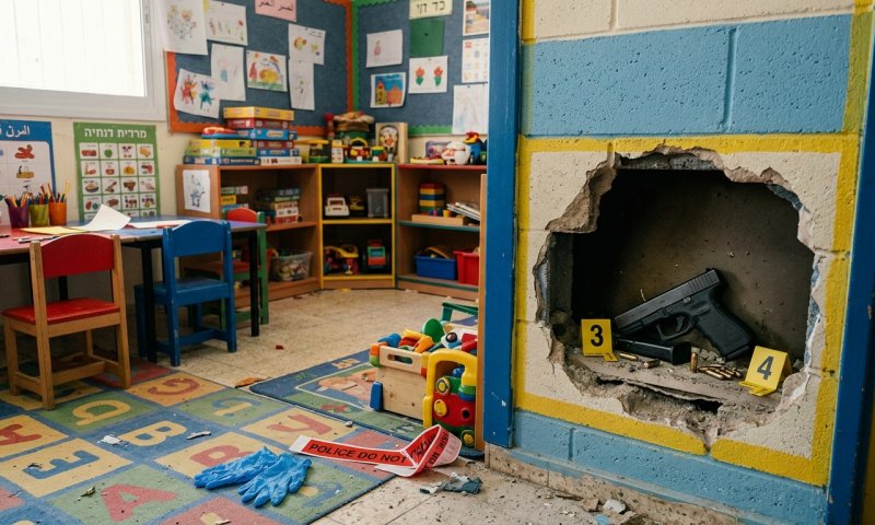 שוטרים גילו אקדח טעון חבוי בקיר גן ילדים בג'סר א-זרקא