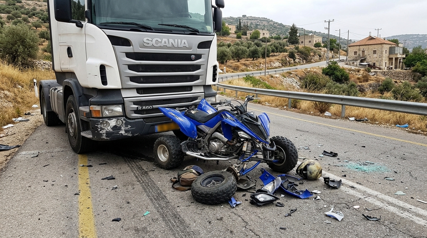 נער בן 17 נפצע קשה בתאונה בין טרקטורון למשאית בירכא