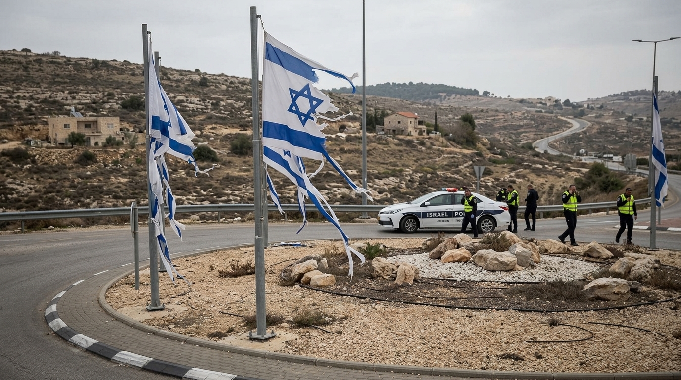 דגלי ישראל הושחתו בכיכר רוואבי בבנימין