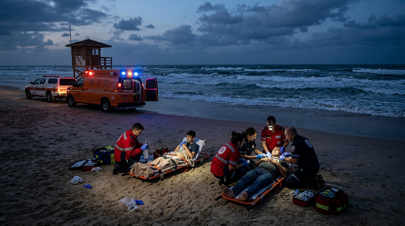 שני אנשים טבעו בחוף לא מוכרז ליד בית ינאי ופונו לבית החולים