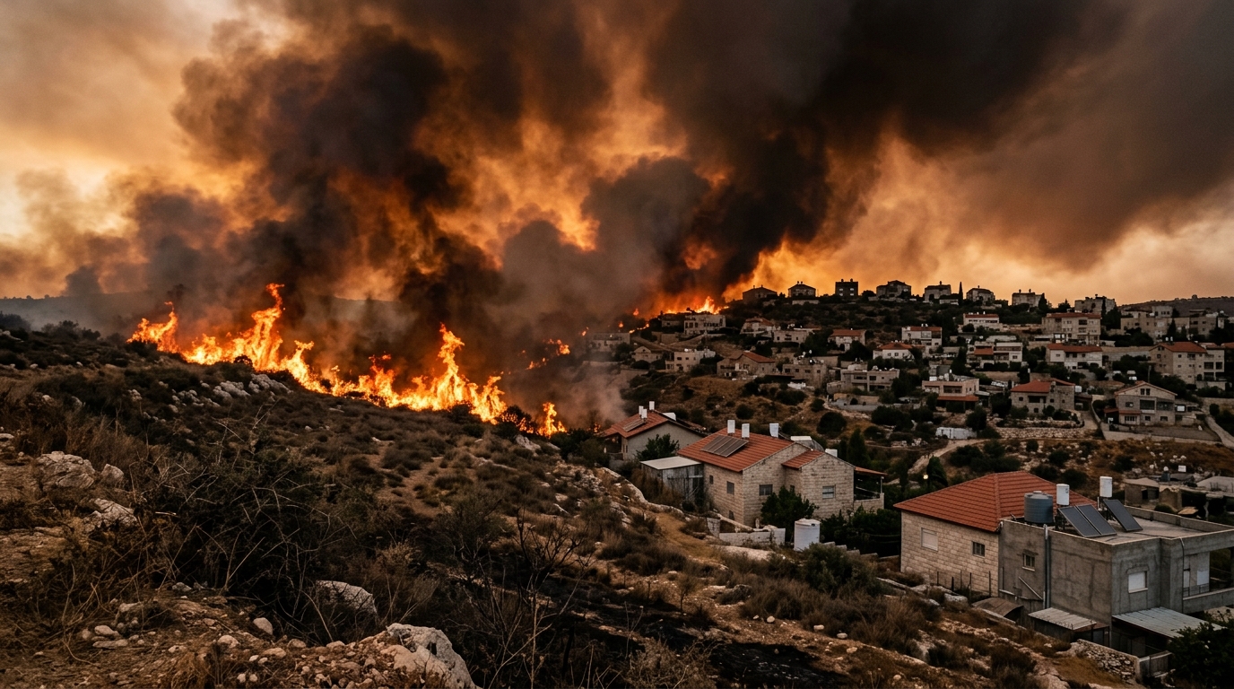 שריפה בחוות גלעד: בתים עולים באש, תושבים מפונים