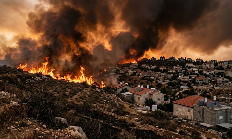 שריפה בחוות גלעד: בתים עולים באש, תושבים מפונים
