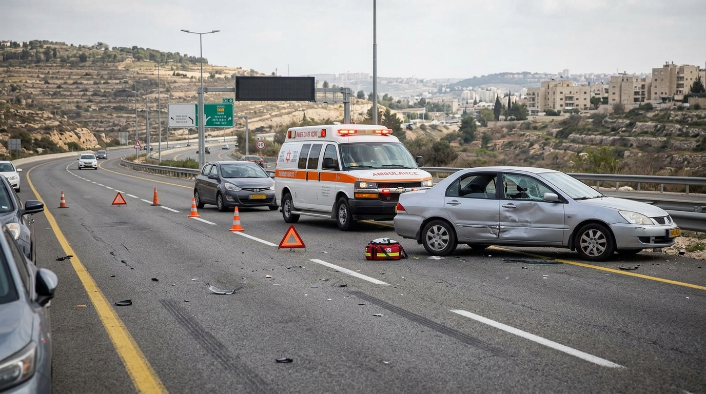 תאונה קשה בכביש 1 בירושלים: שני הרוגים ופצוע קשה