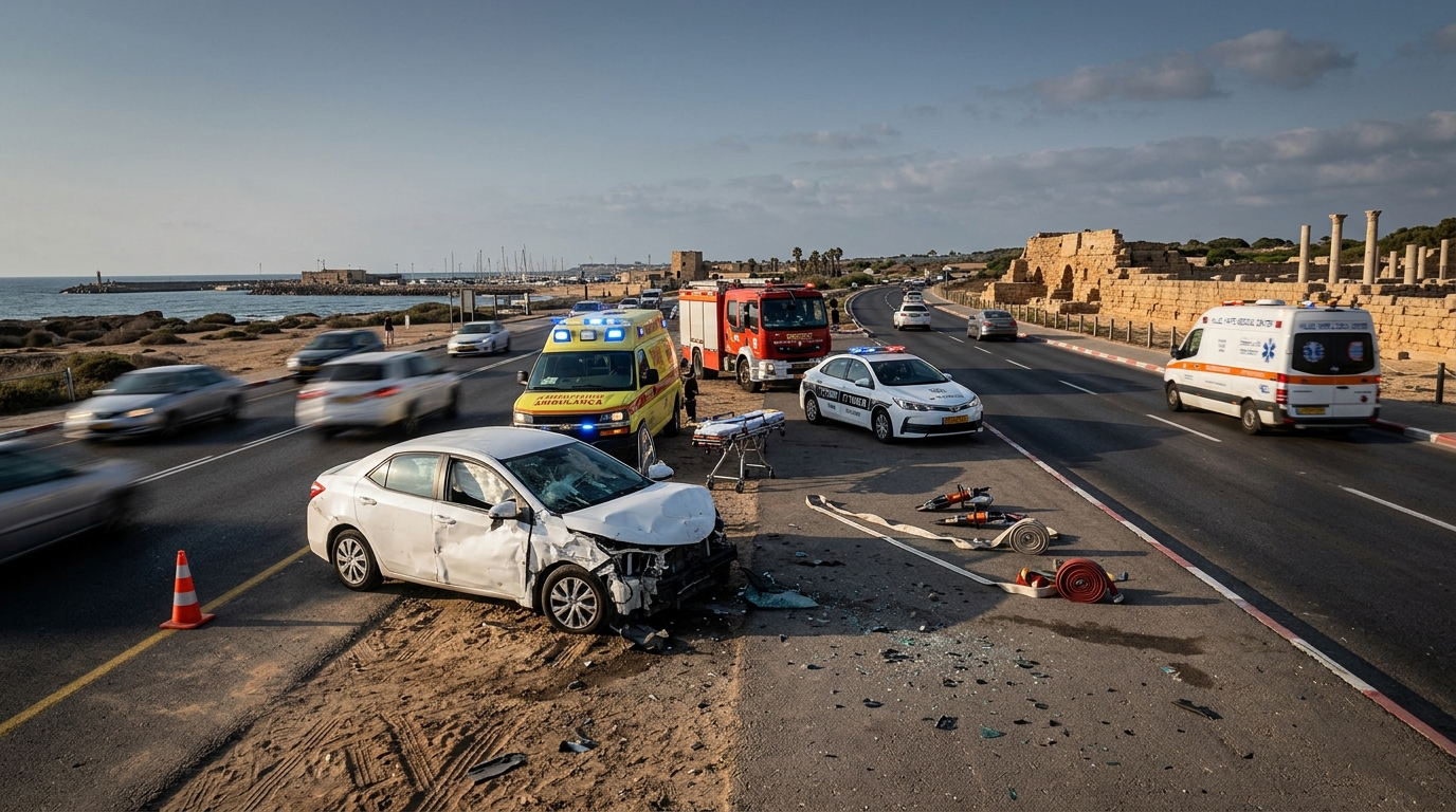 גבר כבן 30 נפצע קשה בתאונת דרכים ליד נמל קיסריה