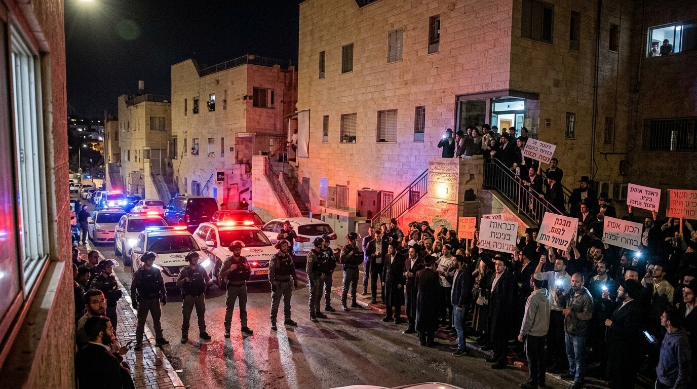 חרדים קיצוניים הפגינו מול ביתו הפרטי של מפקד ימ"ר ש"י בירושלים