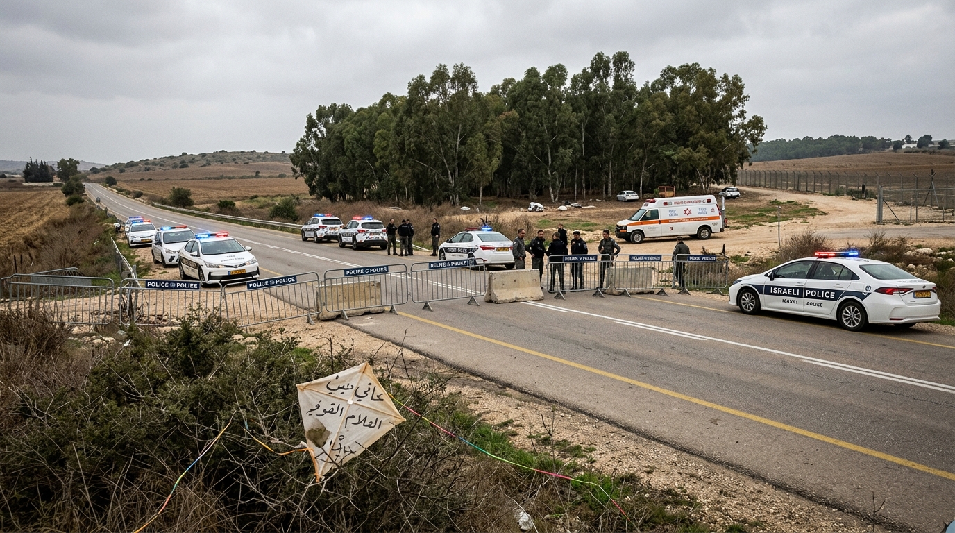 עפיפון עם כיתוב בערבית אותר ביער שמחוני בעוטף עזה