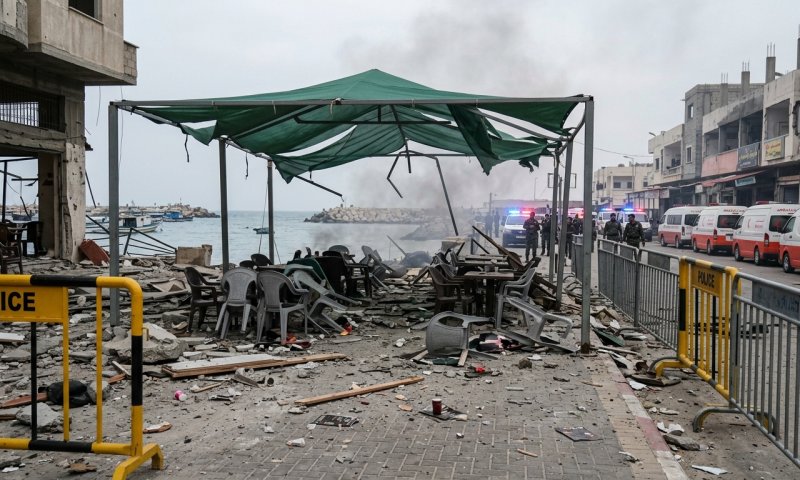 צה"ל תקף בית קפה בנמל עזה, לפחות 6 נהרגו