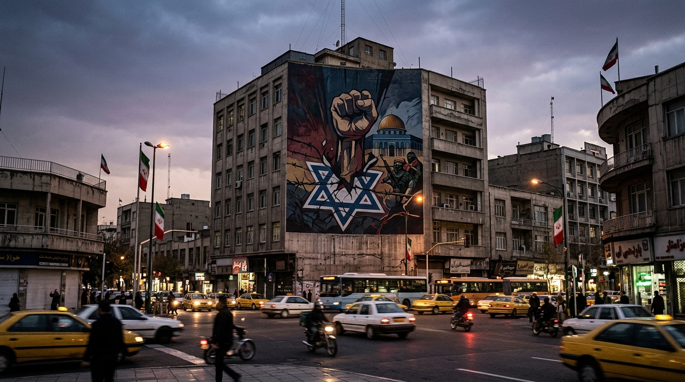 איראן חשפה ציור קיר בטהראן נגד ישראל