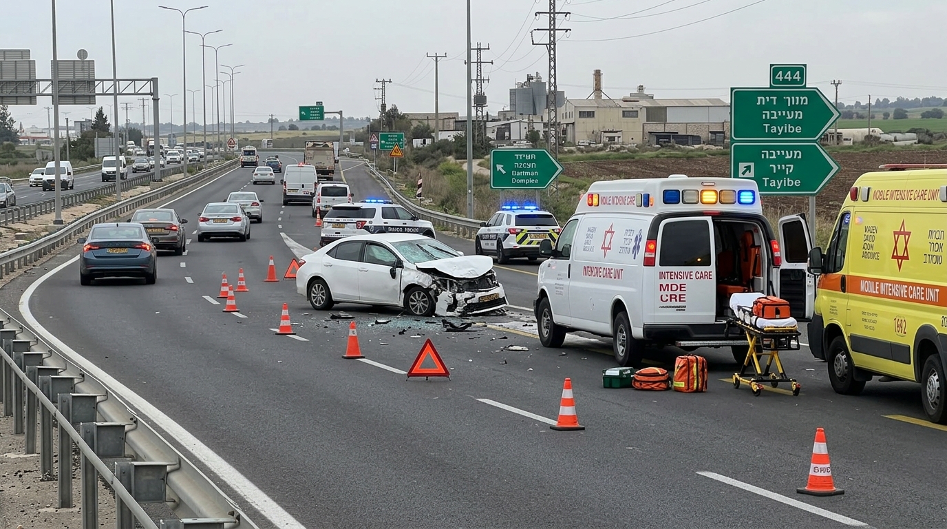 תאונה בכניסה לטייבה: צעיר בן 26 פצוע קשה ומחוסר הכרה