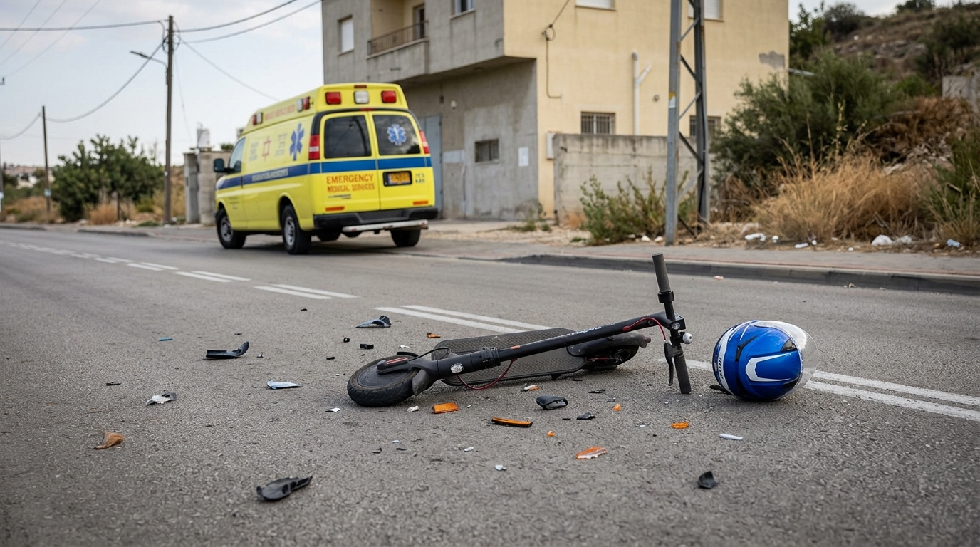 נער בן 14 נפצע קשה בתאונת קורקינט חשמלי בג'ת