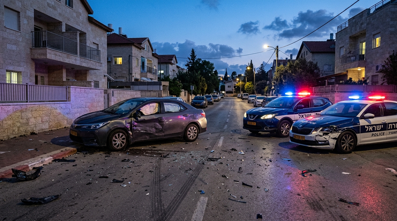 חשוד בגניבת רכב ניגח שתי ניידות ונמלט רגלית בקריית יערים
