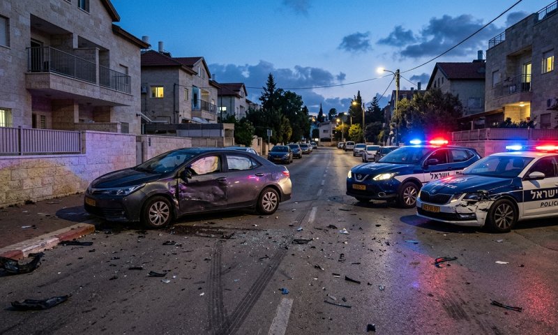 חשוד בגניבת רכב ניגח שתי ניידות ונמלט רגלית בקריית יערים